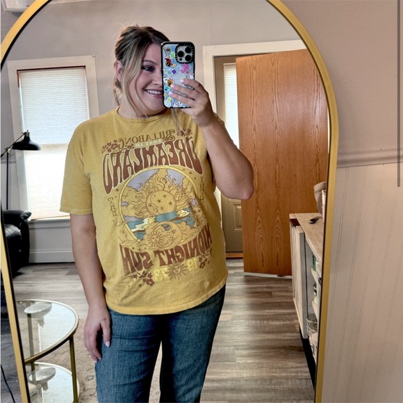 Billabong yellow dreamland graphic t shirt oversized - Picture 1 of 7